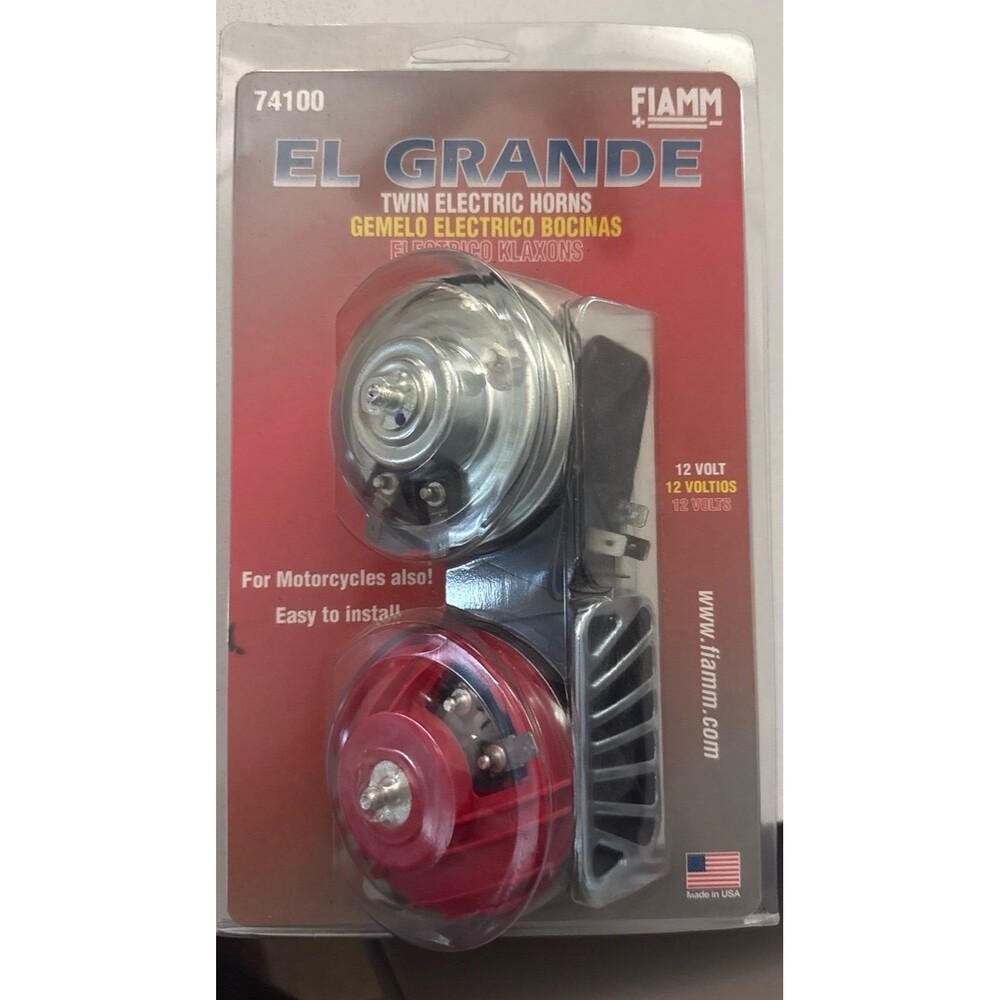 El Grande Twin Electric Horns Kit Red with Chrome Grills